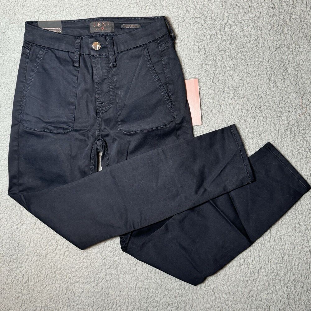 Jen7 by 7 For All Mankind Ankle Skinny Mid Rise Sculpting Black Jeans Sz 0 NWT